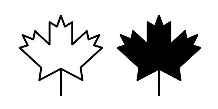 Maple leaf icon flat outline in black