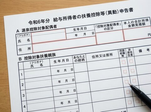 Japanese Tax Form For Dependents and Income Declaration For Fiscal Year 2024