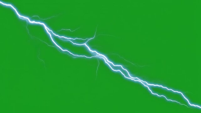 Blue White Electrical Arcs Crawling Across Green Screen
