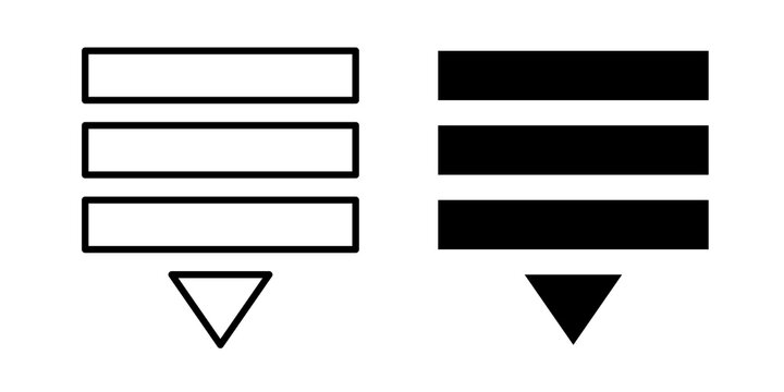 List dropdown icon flat outline in black