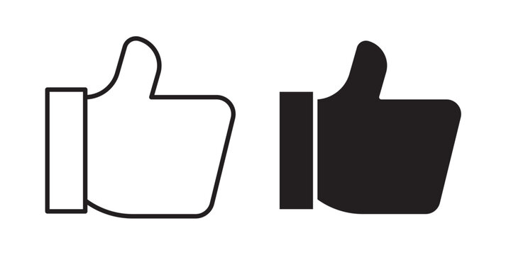 Like button icon flat outline in black
