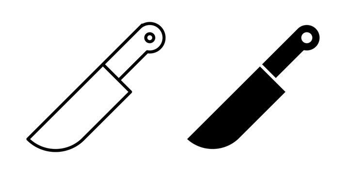 Kitchen knife icon flat outline in black