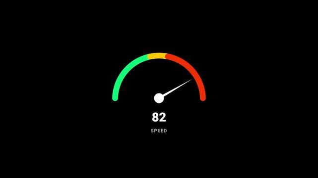 Speed gauge meter dashboard indicator with colorful arc animation
