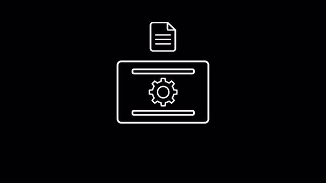Automated Document Processing and Approval White Line Icon Animation