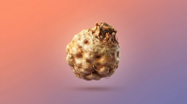 Raw celeriac root vegetable 3D icon isolated on transparent background