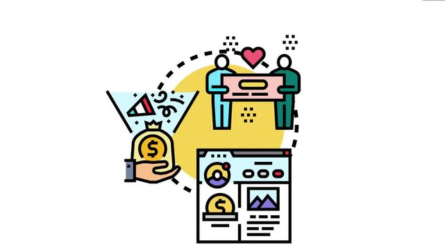 People engaging in a loyal relationship generates income into a sales funnel leading to online payment and financial growth, customer lifetime value strategies