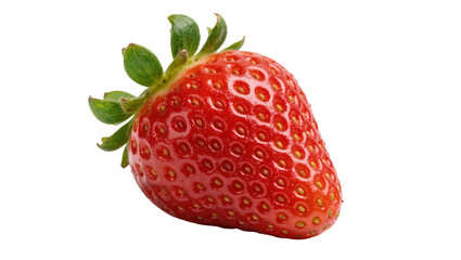 Ripe red strawberry with green leaves, isolated on transparent background © Ozols