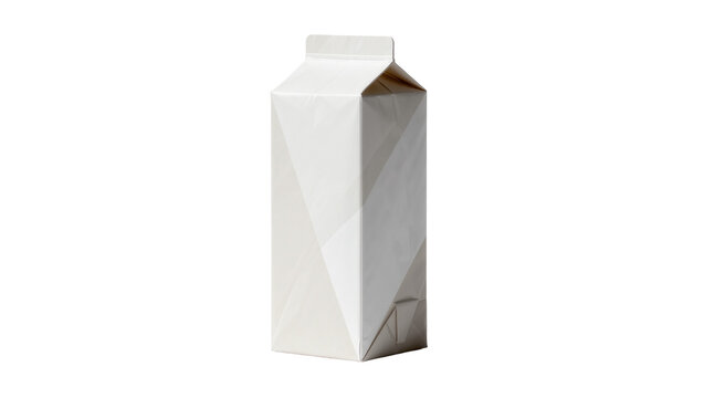 Minimalist white paper carton with geometric pattern, isolated on transparent background