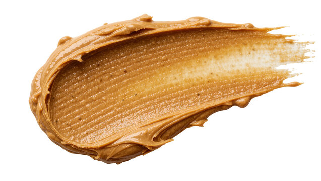 Creamy peanut butter swirl textured and smooth, isolated on transparent background
