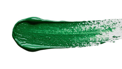 Thick green paint stroke with textured details, isolated on transparent background © Ozols