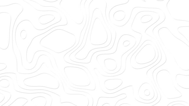 Abstract white background with animated topographic contour lines in a seamless loop