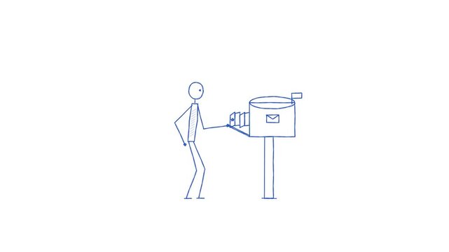 Stick figure character depositing letters in postbox