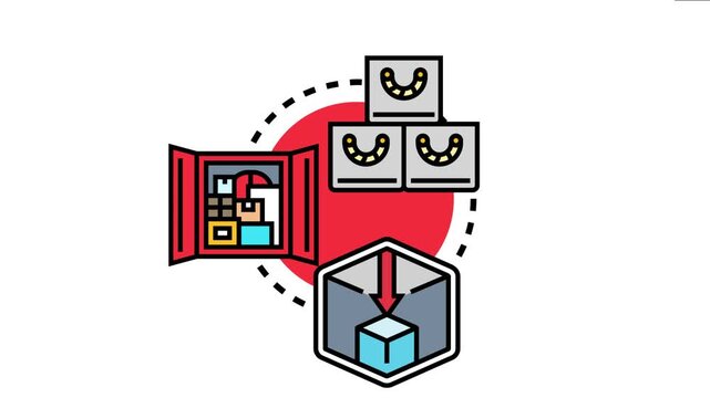 Vector depicting the concept of limited souvenir storage, showing a small space for keeping collected tourist memorabilia and indicating packing and inventory for travel