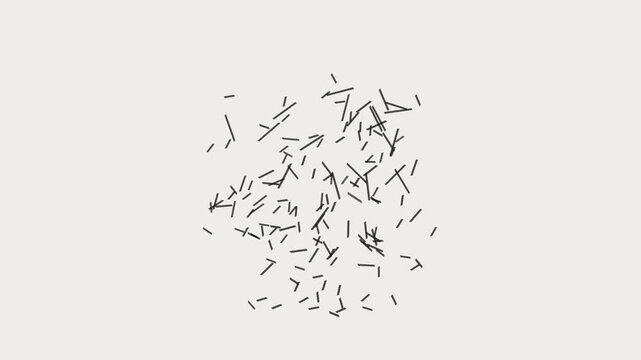 Stick figure silhouette scattering into abstract lines