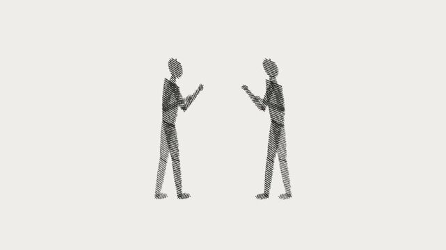 Two stick figures engaged in verbal exchange