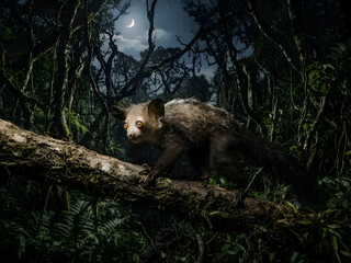 Fototapeta premium aye-aye (Daubentonia madagascariensis) walking