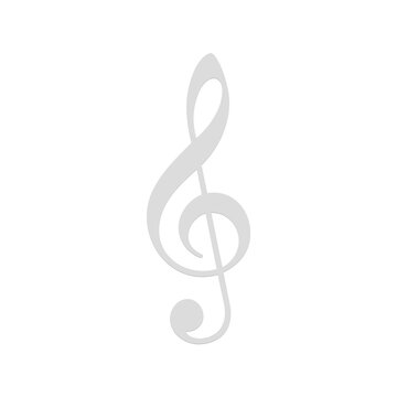 White treble clef symbol with musical note details for creative arts projects and classical music sheet design elements
