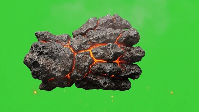 Lava monster hand making a fist on green screen