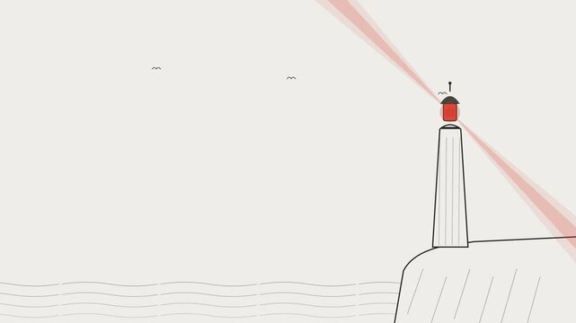 Coastal beacon tower with sweeping warning light