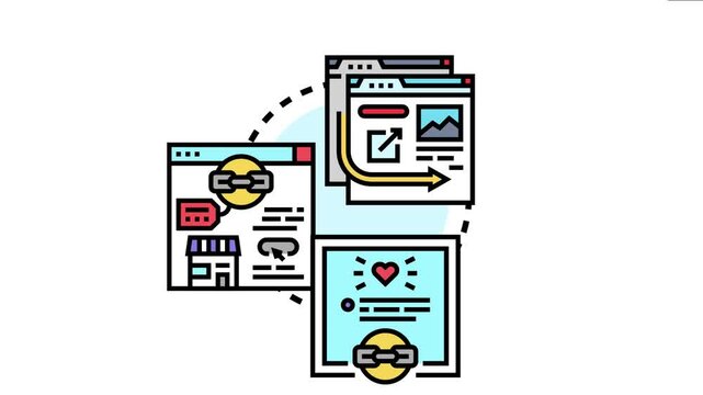 Web pages displaying connected information. Including local business details. User engagement. And content sharing