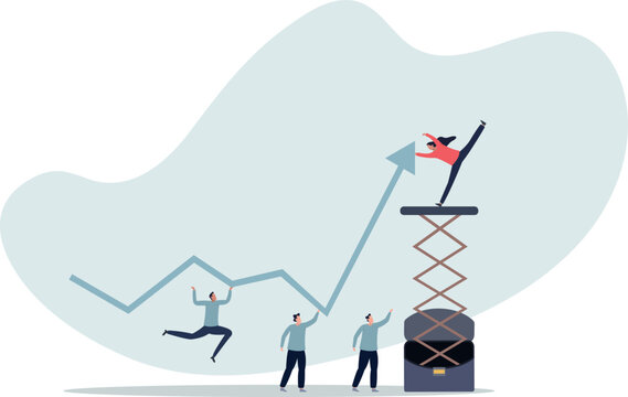 Growth strategy, team collaboration to grow business success, teamwork or partnership to develop or improve work efficiency concept, situation and activities. flat design.