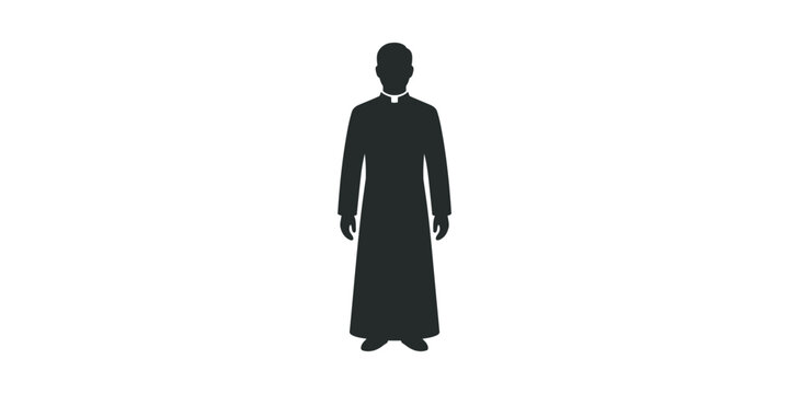Silhouette illustration of a Catholic priest wearing a cassock and clerical collar.