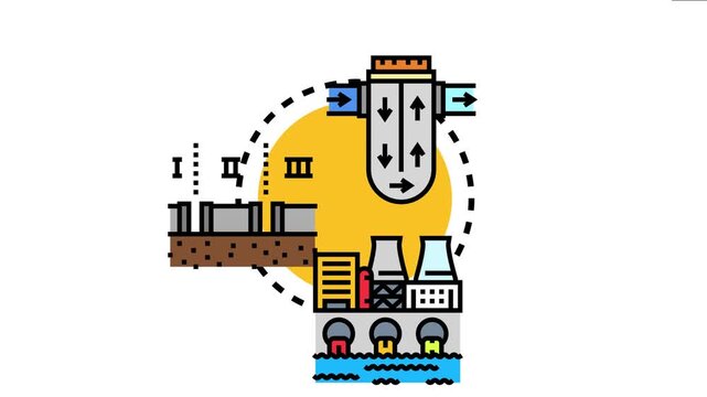 Liquefaction procedure processing water treatment stages, industrial facility converting substances from solid to liquid phase for various applications