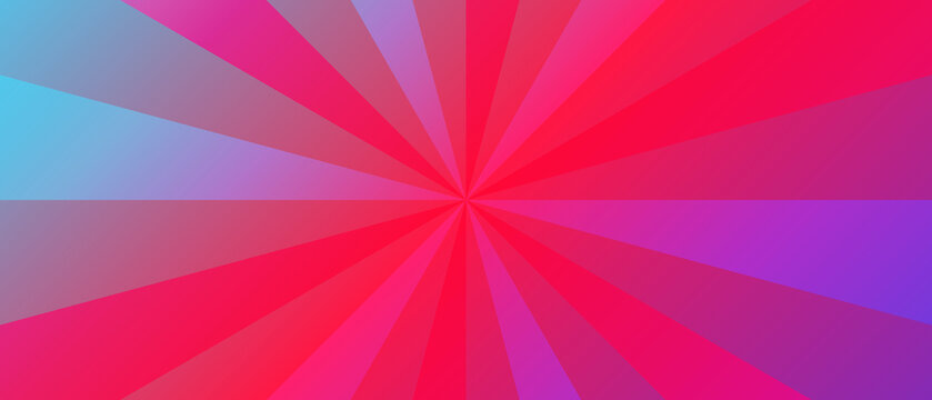 Bright geometric radial gradient design with pink and purple rays