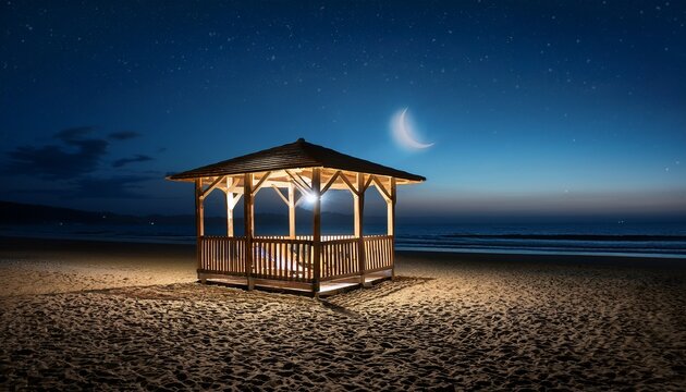beach gazebo at night