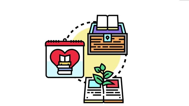 Literacy concept presenting knowledge as treasure, emphasizing the love of reading and demonstrating continuous growth and understanding through learning