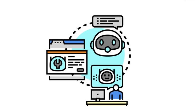 Chatbot concept ai virtual assistant communicating with a person using a computer for digital customer service and online technical support, automating helpdesk functions