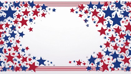 Obraz premium patriotic border frame with red and blue stars isolated on white background