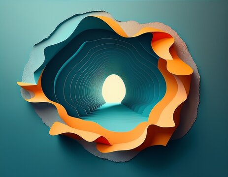 paper torn open revealing deep endless void layered perspective strong shadow depth minimal concept