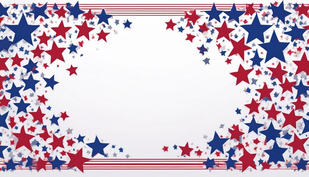 patriotic border frame with red and blue stars isolated on white background