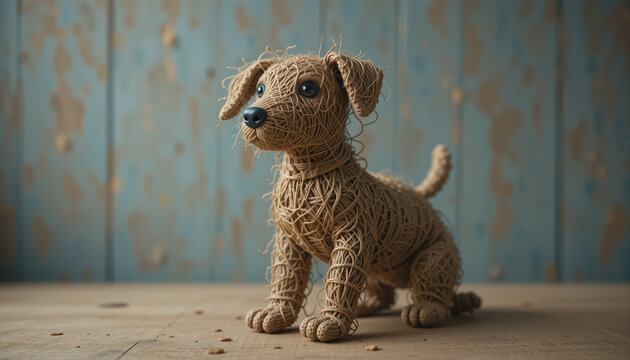 A dog made from yarn. 