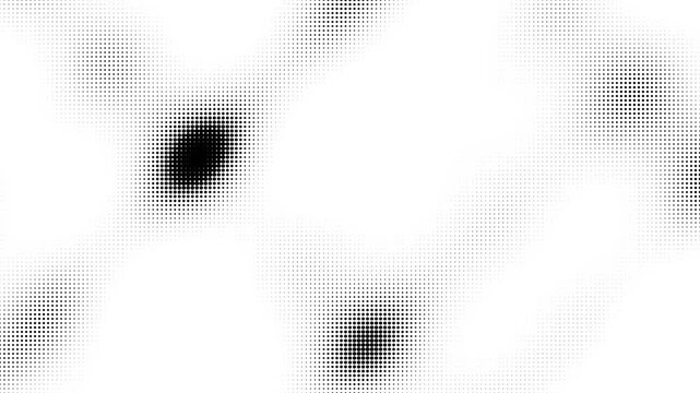 Halftone raster ink dots spreading with liquid flow motion for retro print overlay and luma matte transition