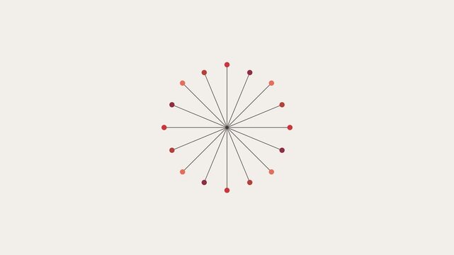 Rotating geometric pattern of connected red spheres