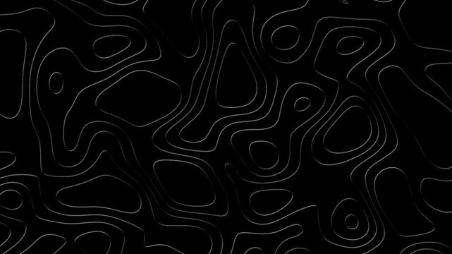 Abstract dark background with animated topographic contour lines in a seamless loop