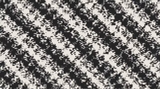 Television static signal noise with diagonal scanline pixel grain shifting on monochrome display for video overlay effect
