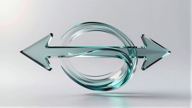 Glass arrows intertwined, symbolizing flow and motion in a minimalist setting.