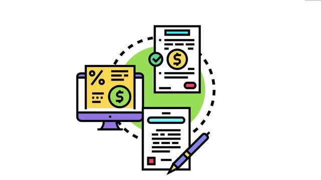 Llc agreement document, a computer monitor displaying financial details, and a pen for signing contracts combine to represent legal and financial aspects of business formation and partnership