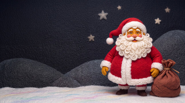 Der Weihnachtsmann aus Wolle und Filz: H&uuml;bsche Weihnachtskarte mit Freiraum f&uuml;r eigenen Text