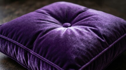 Obraz premium Luxurious Deep Purple Velvet Tufted Floor Cushion.