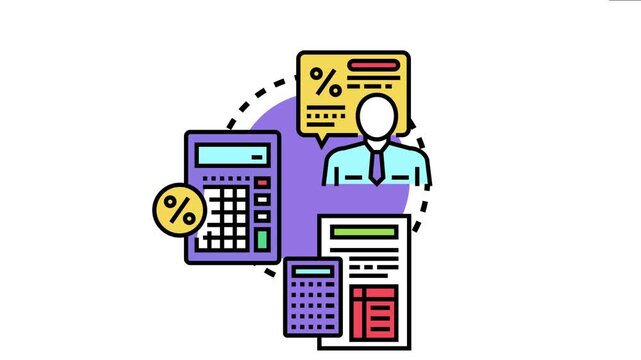 Financial professional assessing creditworthiness and calculating potential default risk or repayment ability using analysis tools, documents, and percentages