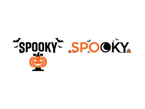 Festive halloween lettering with a pumpkin illustration for seasonal designs and celebrations