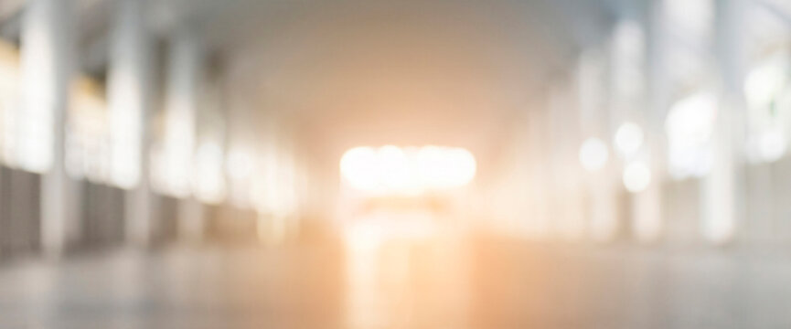 Blurred background bright shopping mall Silver gray lighting. de