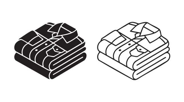 folded denim jacket vector pair icon black silhouette black black silhouette with line art vector pair icon