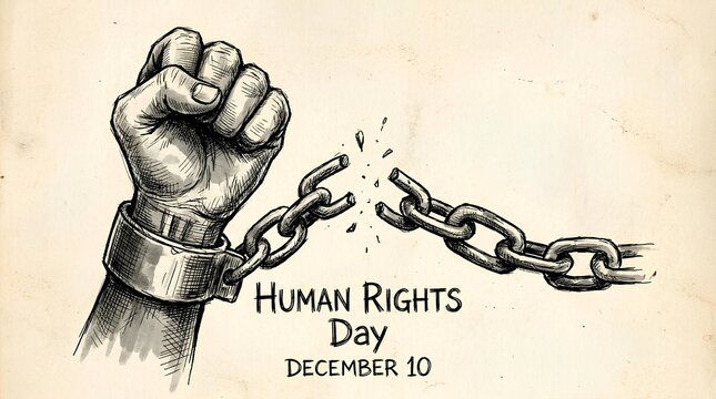 Hand breaking chains for Human Rights Day.