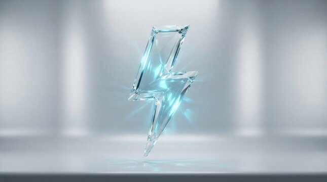 Crystal lightning symbol in studio lighting.