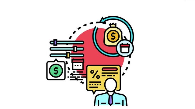 Financial manager adjusting loan conditions, payment schedules, and interest rates, streamlining debt restructuring while managing money bag and calendar for optimized economic planning